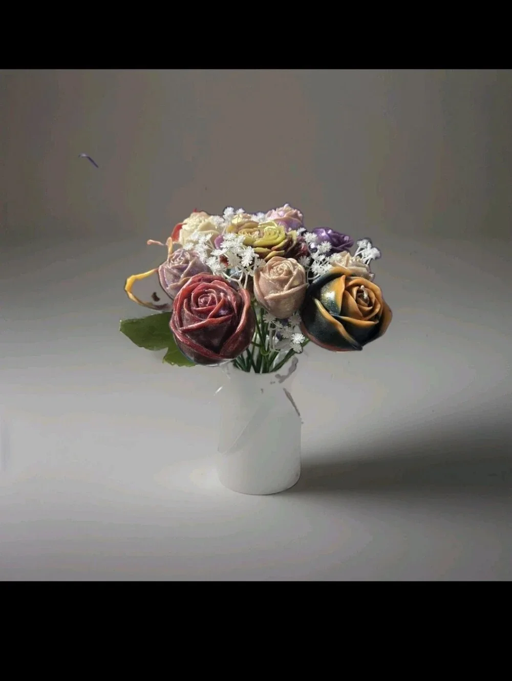 Stunning Realistic 16 Wax Rose Candles + Bonus Butterfly Bouquet Awesome Gift